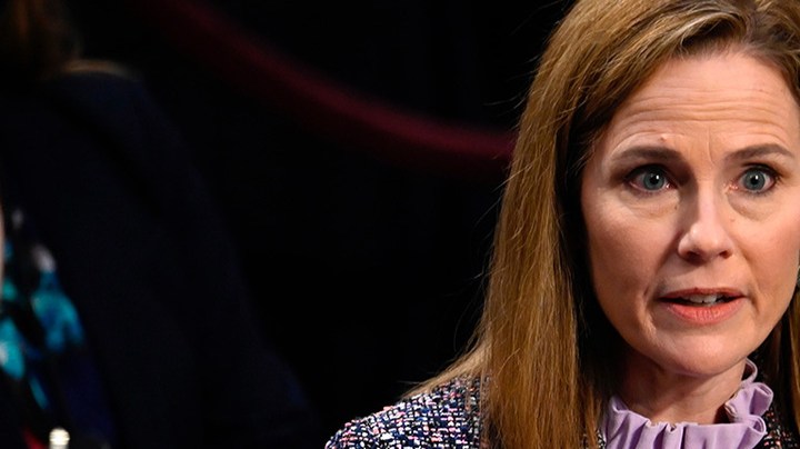 Supreme Court nominee Judge Amy Coney Barrett testifies before the Senate Judiciary Committee on the third day of her Supreme Court confirmation hearing on Capitol Hill on October 14, 2020 in Washington, DC. Photo by Andrew Caballero-Reynolds-Pool/Getty Images