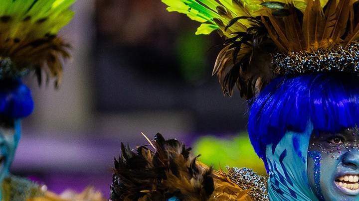 Members of Unidos de Vila Isabel samba school perform during the second night of 2020 Rio's Carnival Parades at the Sapucai Sambadrome on February 24, 2020 in Rio de Janeiro, Brazil. Photo by Buda Mendes/Getty Images