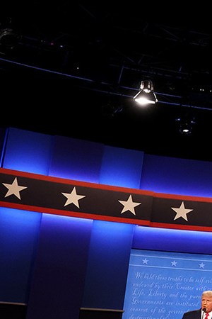 U.S. President Donald Trump and Democratic presidential nominee Joe Biden participate in the final presidential debate at Belmont University on October 22, 2020 in Nashville, Tennessee. Photo by Justin Sullivan/Getty Images.