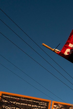 People gather at a memorial site for George Floyd after former Minneapolis Police officer Derek Chauvin was released on bond on October 7, 2020 in Minneapolis, Minnesota. Photo by Stephen Maturen/Getty Images
