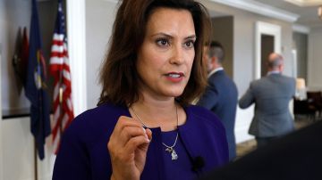 Gretchen Whitmer, Michigan Democratic gubernatorial nominee, speaks with a reporter after a Democrat Unity Rally at the Westin Book Cadillac Hotel August 8, 2018 in Detroit, Michigan. Photo by Bill Pugliano/Getty Images.
