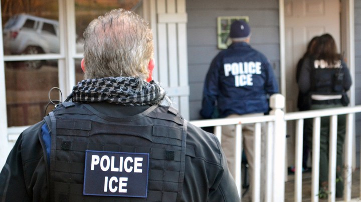 In this handout provided by U.S. Immigration and Customs Enforcement, Foreign nationals were arrested this week during a targeted enforcement operation conducted by U.S. Photo by Bryan Cox/U.S. Immigration and Customs Enforcement via Getty Images.