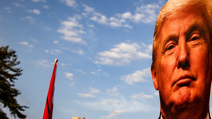 Supporters of President Donald Trump gather outside of Walter Reed National Military Medical Center after the President was admitted for treatment of COVID-19 on October 4, 2020 in Bethesda, Maryland. Photo by Samuel Corum/Getty Images