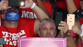 President Donald Trump arrives for his campaign event at the Orlando Sanford International Airport on October 12, 2020 in Sanford, Florida. Photo by Joe Raedle/Getty Images.