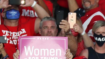 President Donald Trump arrives for his campaign event at the Orlando Sanford International Airport on October 12, 2020 in Sanford, Florida. Photo by Joe Raedle/Getty Images.