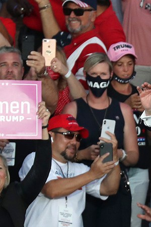 President Donald Trump arrives for his campaign event at the Orlando Sanford International Airport on October 12, 2020 in Sanford, Florida. Photo by Joe Raedle/Getty Images.