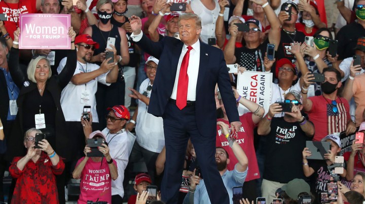 President Donald Trump arrives for his campaign event at the Orlando Sanford International Airport on October 12, 2020 in Sanford, Florida. Photo by Joe Raedle/Getty Images.