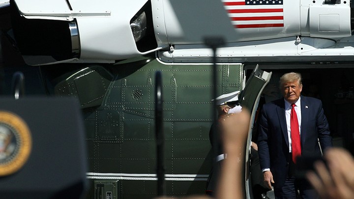 U.S. President Donald Trump arrives at a Make America Great Again campaign rally on October 19, 2020 in Prescott, Arizona. Photo by Caitlin O'Hara/Getty Images