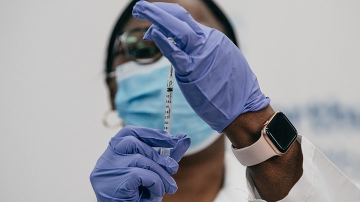 Doctor Michelle Chester prepares to administer the COVID-19 vaccine at Long Island Jewish Medical Center on December 14, 2020 in New Hyde Park on Long Island, New York. Photo by Scott Heins/Getty Images