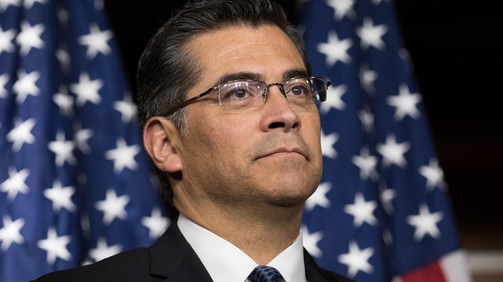 Rep. Xavier Becerra (D-CA) listens during a news conference to discuss the rhetoric of presidential candidate Donald Trump, at the U.S. Capitol, May 11, 2016, in Washington, DC. Photo by Drew Angerer/Getty Images