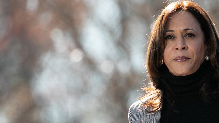 Vice President-elect Kamala Harris campaigns in support of Georgia Democratic Senate candidates Rev. Raphael Warnock and Jon Ossoff during a drive-in rally at Bibb Mill Event Center on December 21, 2020 in Columbus, Georgia. Photo by Jessica McGowan/Getty Images