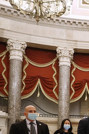 Speaker of the House Nancy Pelosi (D-CA) (C) heads to the House Chamber for the last vote of the day at the U.S. Capitol on January 12, 2021 in Washington, DC. Photo by Chip Somodevilla/Getty Images