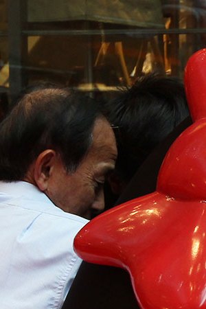 Workers inspect a Mr Potato Head figure from Toy Story which is part of a Chinese New Year promotional event at The One, Tsim Sha Tsui. 05JAN12 (Photo by Nora Tam/South China Morning Post via Getty Images)
