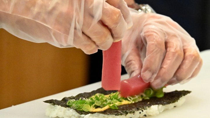 Sushi made during the Master Sushi Rolling Class with Morimoto at the Food Network & Cooking Channel New York City Wine & Food Festival presented by Capital One at Institute of Culinary Education on October 16, 2021 in New York City. Photo by Astrid Stawiarz/Getty Images for NYCWFF