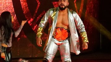NXT Champion Andrade "Cien" Almas and his manager Zelina Vega at NXT TakeOver: New Orleans in April 2018.