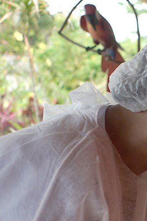 Dr Ramos visits Jose Vieira de Andrade (r) at home as part of the vaccination campaign for people over 80. Photo: Morena Perez Joachin/dpa Photo by Morena Perez Joachin/picture alliance via Getty Images