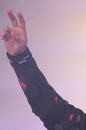 Daniel Suarez, driver of the #41 Haas Automation Ford, is introduced prior to the Monster Energy NASCAR Cup Series Bass Pro Shops NRA Night Race at Bristol Motor Speedway on August 17, 2019 in Bristol, Tennessee. Photo by Sean Gardner/Getty Images