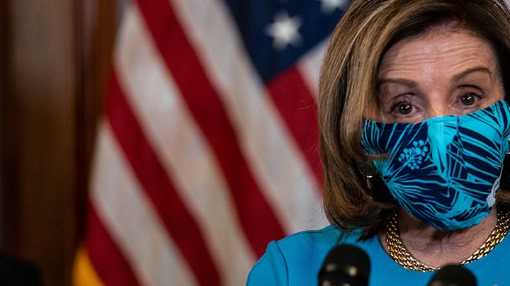Speaker of the House Nancy Pelosi (D-CA) and members of the Congressional Hispanic Caucus during a press conference on Immigration on Capitol Hill on Thursday, March 18, 2021 in Washington, DC. Kent Nishimura / Los Angeles Times via Getty Images