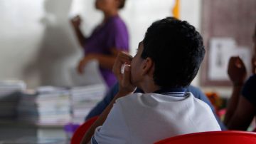 A 6th grade student attends English class at the Sotero Figueroa Elementary School in San Juan, Puerto Rico, November 6, 2017. Photo credit should read RICARDO ARDUENGO/AFP via Getty Images