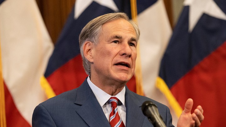 Texas Governor Greg Abbott announces the reopening of more Texas businesses during the COVID-19 pandemic at a press conference at the Texas State Capitol in Austin on Monday, May 18, 2020. Photo by Lynda M. Gonzalez-Pool/Getty Images