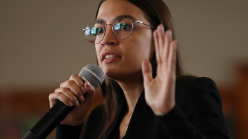 Rep. Alexandria Ocasio-Cortez (D-NY) speaks during a campaign event with Democratic presidential candidate Sen. Bernie Sanders (I-VT) at La Poste January 26, 2020 in Perry, Iowa. Photo by Chip Somodevilla/Getty Images