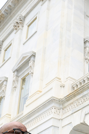 Members of George Floyd's family leave the U.S. Capitol following a meeting with Speaker of the House Nancy Pelosi (D-CA) on the one-year anniversary of George Floyd's death, May 25, 2021 in Washington, DC. Photo by Kevin Dietsch/Getty Images