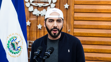 President of El Salvador Nayib Bukele speaks to the press during the COVID-19 vaccination plan rollout on February 17, 2021 in San Salvador, El Salvador. Photo by Camilo Freedman/APHOTOGRAFIA/Getty Images