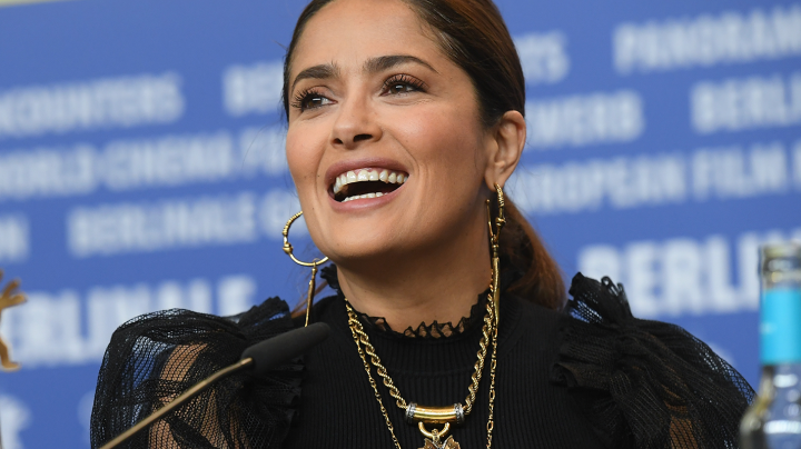 Salma Hayek attends the "The Roads Not Taken" press conference during the 70th Berlinale International Film Festival Berlin at Grand Hyatt Hotel on February 26, 2020 in Berlin, Germany. Photo by Stephane Cardinale - Corbis/Corbis via Getty Images