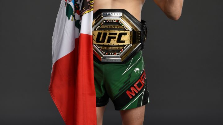 GLENDALE, ARIZONA - JUNE 12: Brandon Moreno of Mexico poses for a portrait after his victory during the UFC 263 event at Gila River Arena on June 12, 2021 in Glendale, Arizona. (Photo by Mike Roach/Zuffa LLC)