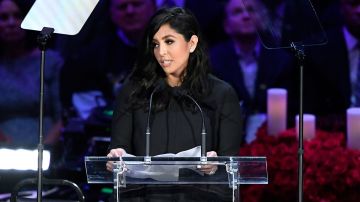 Vanessa Bryant speaks during The Celebration of Life for Kobe & Gianna Bryant at Staples Center on February 24, 2020 in Los Angeles, California. Photo by Kevork Djansezian/Getty Images