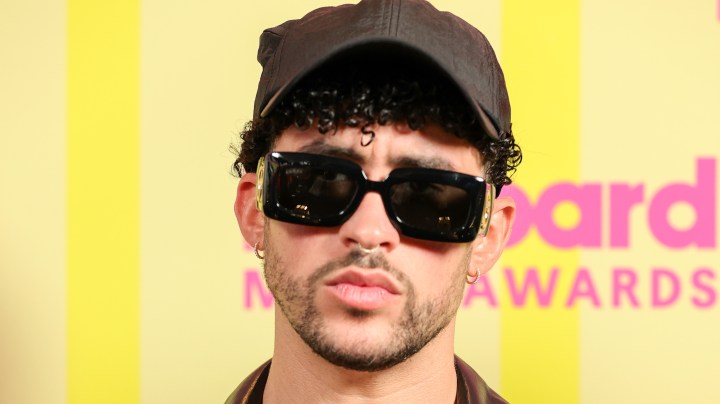LOS ANGELES, CALIFORNIA - MAY 23: Bad Bunny, winner of the Top Latin Artist Award poses backstage for the 2021 Billboard Music Awards, broadcast on May 23, 2021 at Microsoft Theater in Los Angeles, California.