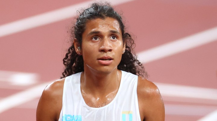 TOKYO, JAPAN - AUGUST 03: Luis Grijalva of Team Guatemala looks on after competing in round one of the Men's 5000m on day eleven of the Tokyo 2020 Olympic Games at Olympic Stadium on August 03, 2021 in Tokyo, Japan. (Photo by Abbie Parr/Getty Images)