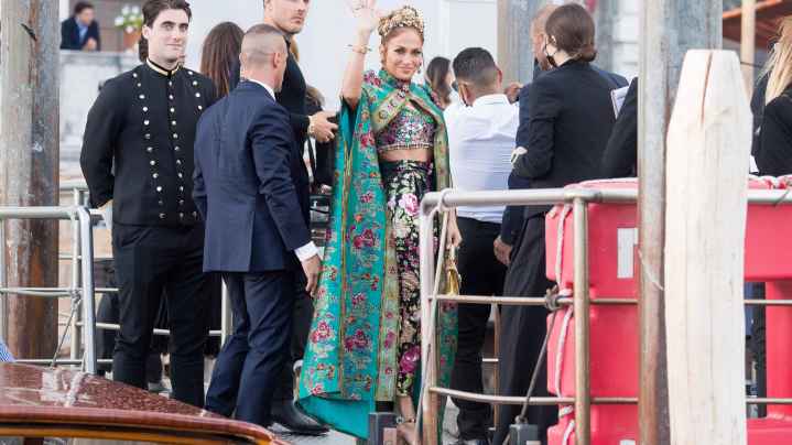 ennifer Lopez is seen during the Dolce&Gabbana Alta Moda show on August 29, 2021 in Venice, Italy.