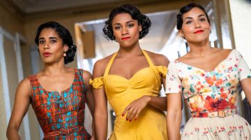 (L-R): Ilda Mason as Luz, Ariana DeBose as Anita, and Ana Isabelle as Rosalia in 20th Century Studios' WEST SIDE STORY.