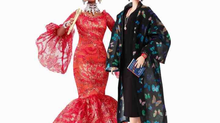 Celia Cruz and Julia Alvarez Barbie dolls