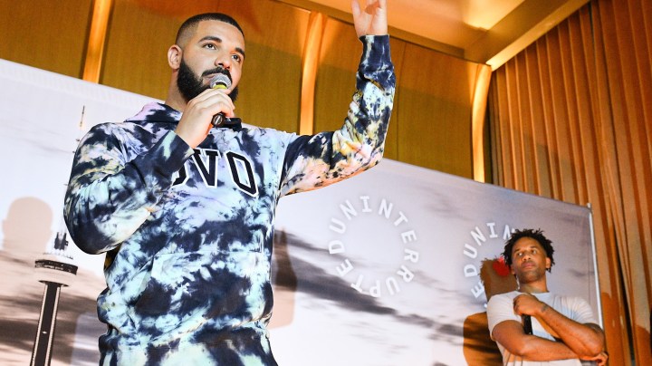 TORONTO, ONTARIO - AUGUST 02: Rapper Drake and Maverick Carter attend the Uninterrupted Canada Launch held at Louis Louis at The St. Regis Toronto on August 02, 2019 in Toronto, Canada. (Photo by George Pimentel/Getty Images)
