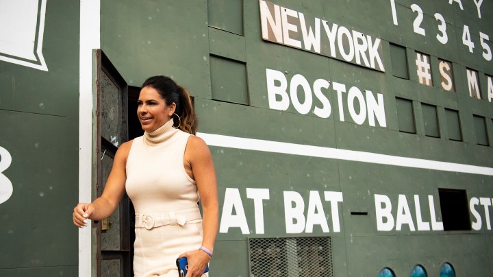 BOSTON, MA - SEPTEMBER 8: ESPN Sunday Night Baseball color commentator Jessica Mendoza exits the Green Monster before a game between the Boston Red Sox and the New York Yankees on September 8, 2019 at Fenway Park in Boston, Massachusetts. (Photo by Billie Weiss/Boston Red Sox/Getty Images)
