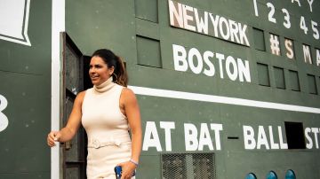 BOSTON, MA - SEPTEMBER 8: ESPN Sunday Night Baseball color commentator Jessica Mendoza exits the Green Monster before a game between the Boston Red Sox and the New York Yankees on September 8, 2019 at Fenway Park in Boston, Massachusetts. (Photo by Billie Weiss/Boston Red Sox/Getty Images)