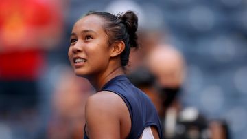 Leylah Fernandez of Canada celebrates after defeating Elina Svitolina of Ukraine during her Women's Singles quarterfinals match on Day Nine of the 2021 US Open.