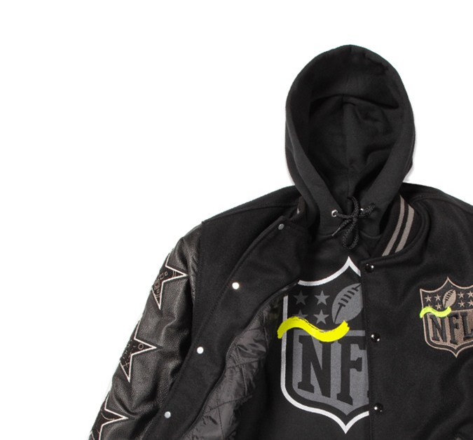 NFL sports hoodie and jacket.