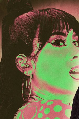 Kali Uchis performs on stage during Rolling Loud at Hard Rock Stadium on July 24, 2021 in Miami Gardens, Florida. Photo by Rich Fury/Getty Images. Art by Stephany Torres for Remezcla