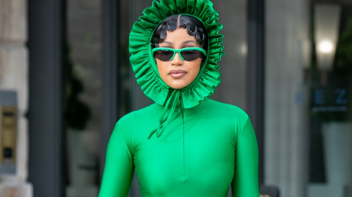 PARIS, FRANCE - OCTOBER 03: Singer Cardi B is seen on Place Vendome on October 03, 2021 in Paris, France.