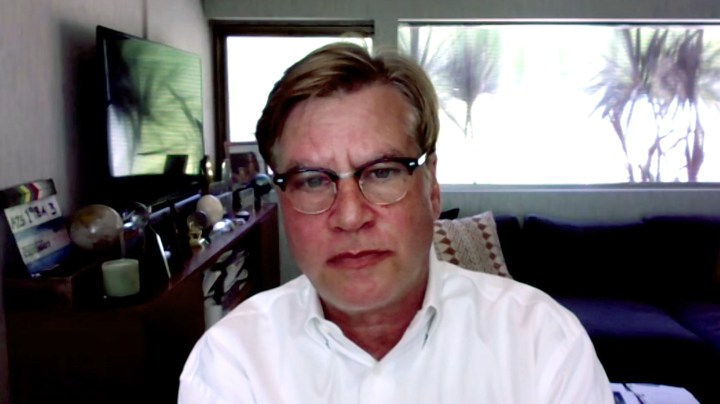 UNSPECIFIED - APRIL 14: In this screengrab released on April 14, 2021, Aaron Sorkin speaks during a Q&A with the filmmakers and cast of "The Trial Of The Chicago 7" being presented by THR on April 14, 2021.