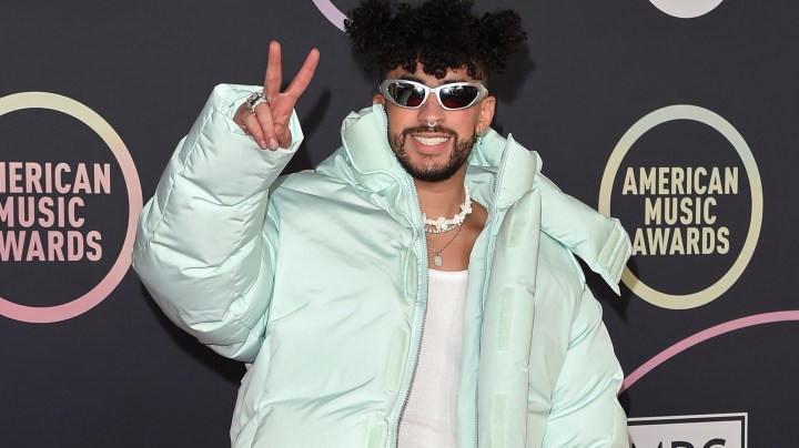 LOS ANGELES, CALIFORNIA - NOVEMBER 21: Bad Bunny attends the 2021 American Music Awards at Microsoft Theater on November 21, 2021 in Los Angeles, California._Tour