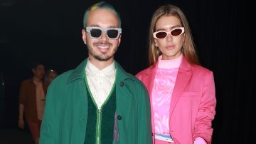 PARIS, FRANCE - JUNE 23: J Balvin and Valentina Ferrer attend the Kenzo Spring Summer 2020 show as part of Paris Fashion Week on June 23, 2019 in Paris, France.