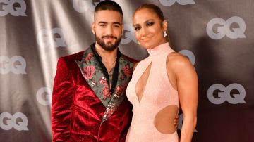 NEW YORK, NEW YORK - OCTOBER 31: Maluma and Jennifer Lopez are seen filming on location for 'Marry Me' at the Brooklyn Expo Center on October 31, 2019 in New York City.