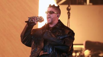 El Último Tour_SAN JUAN, PUERTO RICO - DECEMBER 10: Bad Bunny performs during his "P FNK R" concert at Hiram Bithorn Stadium on December 10, 2021 in San Juan, Puerto Rico._