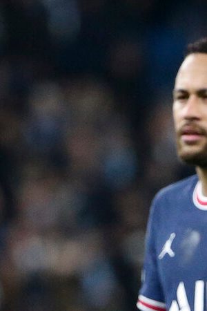 MANCHESTER, ENGLAND - NOVEMBER 24: Lionel Messi, Neymar Jr (left) of PSG salute their supporters following the UEFA Champions League group A match between Manchester City and Paris Saint-Germain (PSG) at Etihad Stadium on November 24, 2021 in Manchester, United Kingdom.