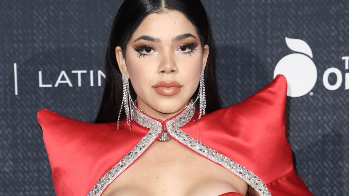 LAS VEGAS, NEVADA - NOVEMBER 19: Kenia Os arrives at Sony Music Latin's Official El AfterParty on November 19, 2021 in Las Vegas, Nevada. (Photo by John Parra/Getty Images for Sony Music Latin Entertainment )
