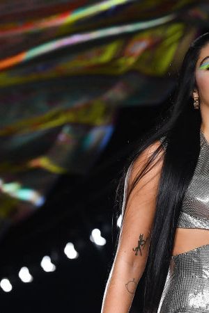 MILAN, ITALY - SEPTEMBER 24: Lourdes Leon walks the runway at the Versace fashion show during the Milan Fashion Week - Spring / Summer 2022 on September 24, 2021 in Milan, Italy. (Photo by Jacopo Raule/Getty Images)